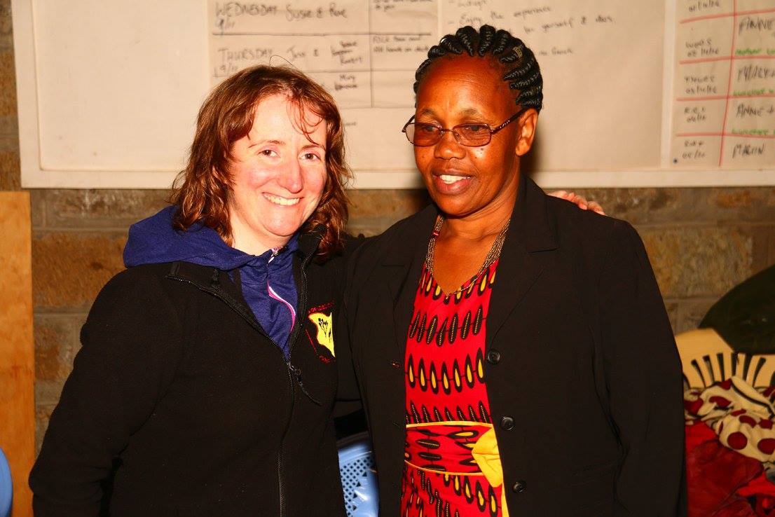 blog images/Harambee Nov 16/project leader Anne Healy with craft produce Monica Wanyoike
